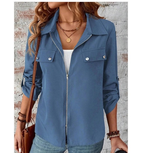 EMERY ROSE Blue Zip Up Jacket M NWOT - Picture 2 of 10